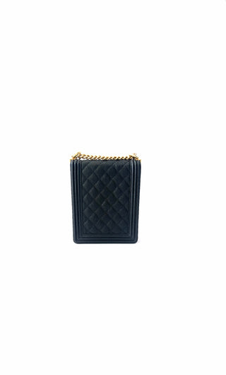 Black Quilted Caviar North South Flap Bag