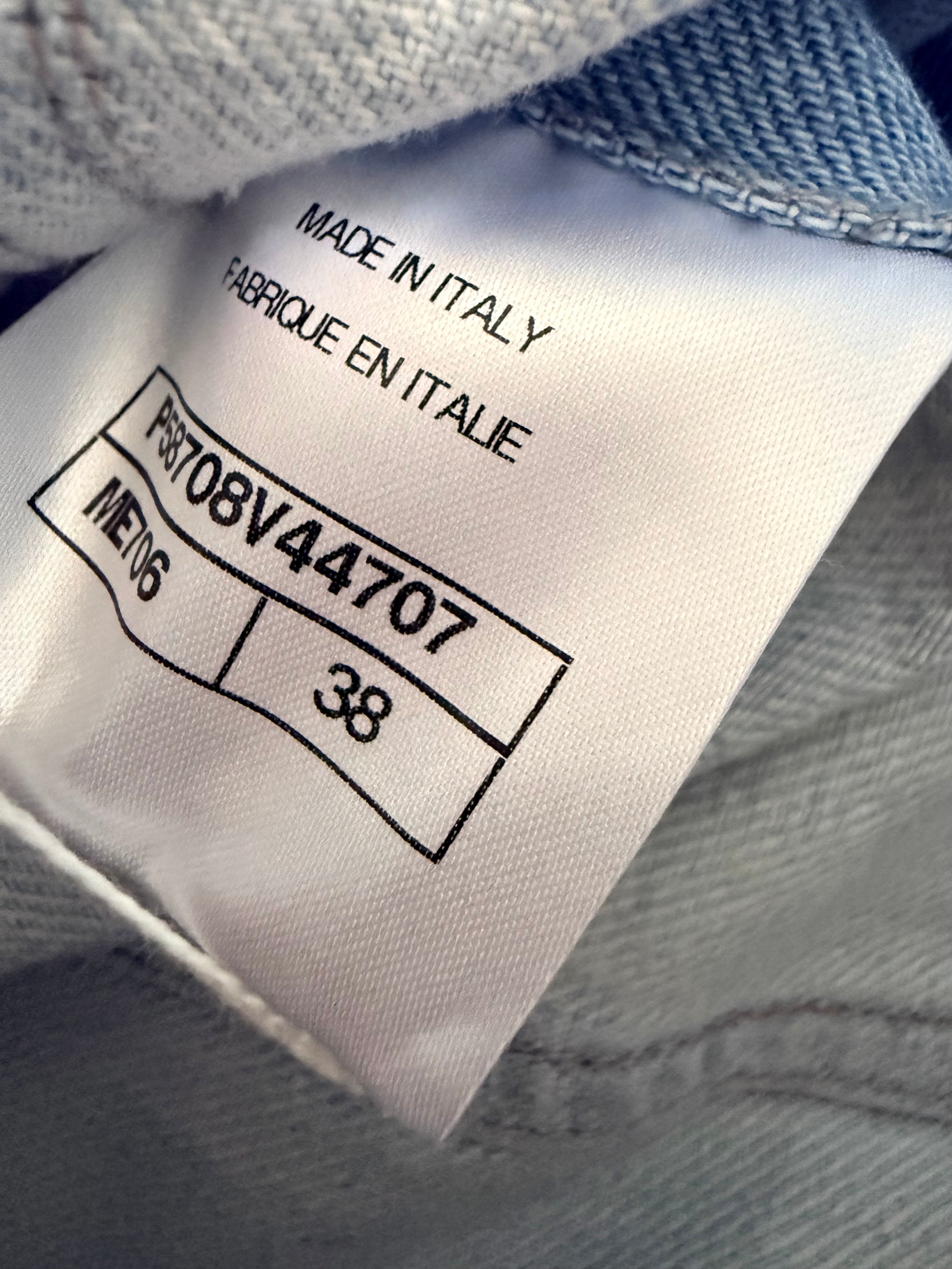 Chanel Light Blue Denim Jacket w  White Floral Detail