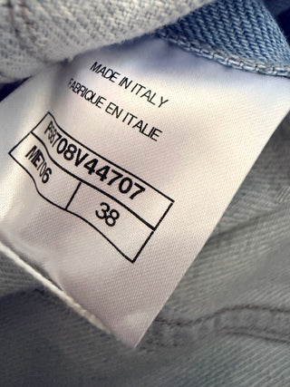 Chanel Light Blue Denim Jacket w  White Floral Detail