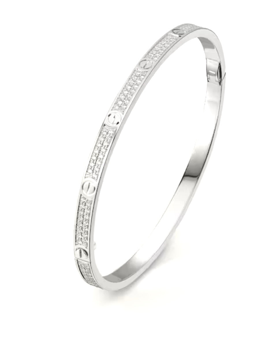 White Gold Love pave Bracelet Model  Size 19