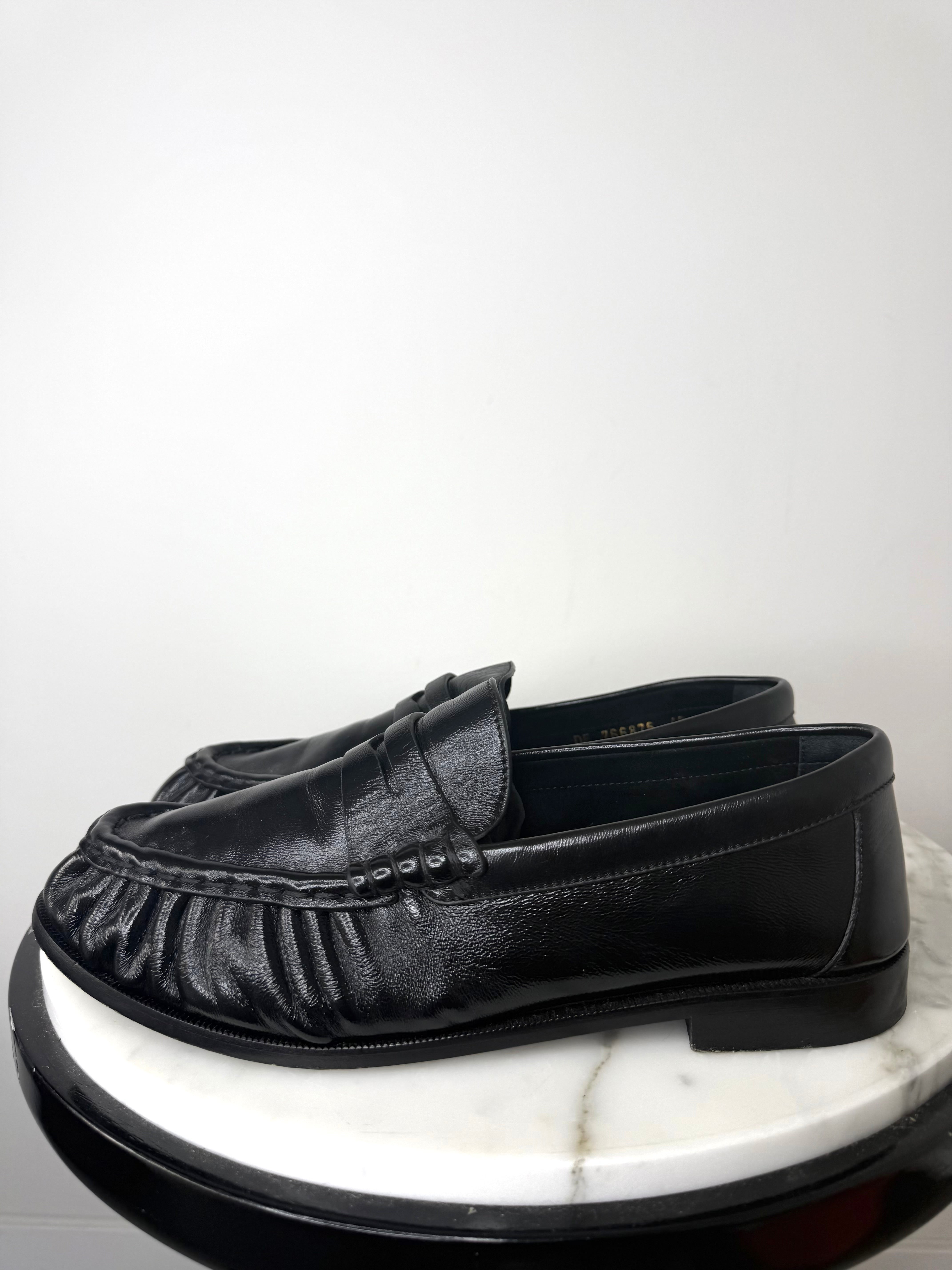 YSL Black Ruched Leather Loafer Excellent Condition