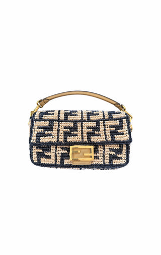 FENDI Raffia Zucca Baguette Satchel Like New Condition