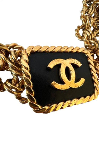 RARE Vintage Black & Gold Chunky Chain CC Logo Belt