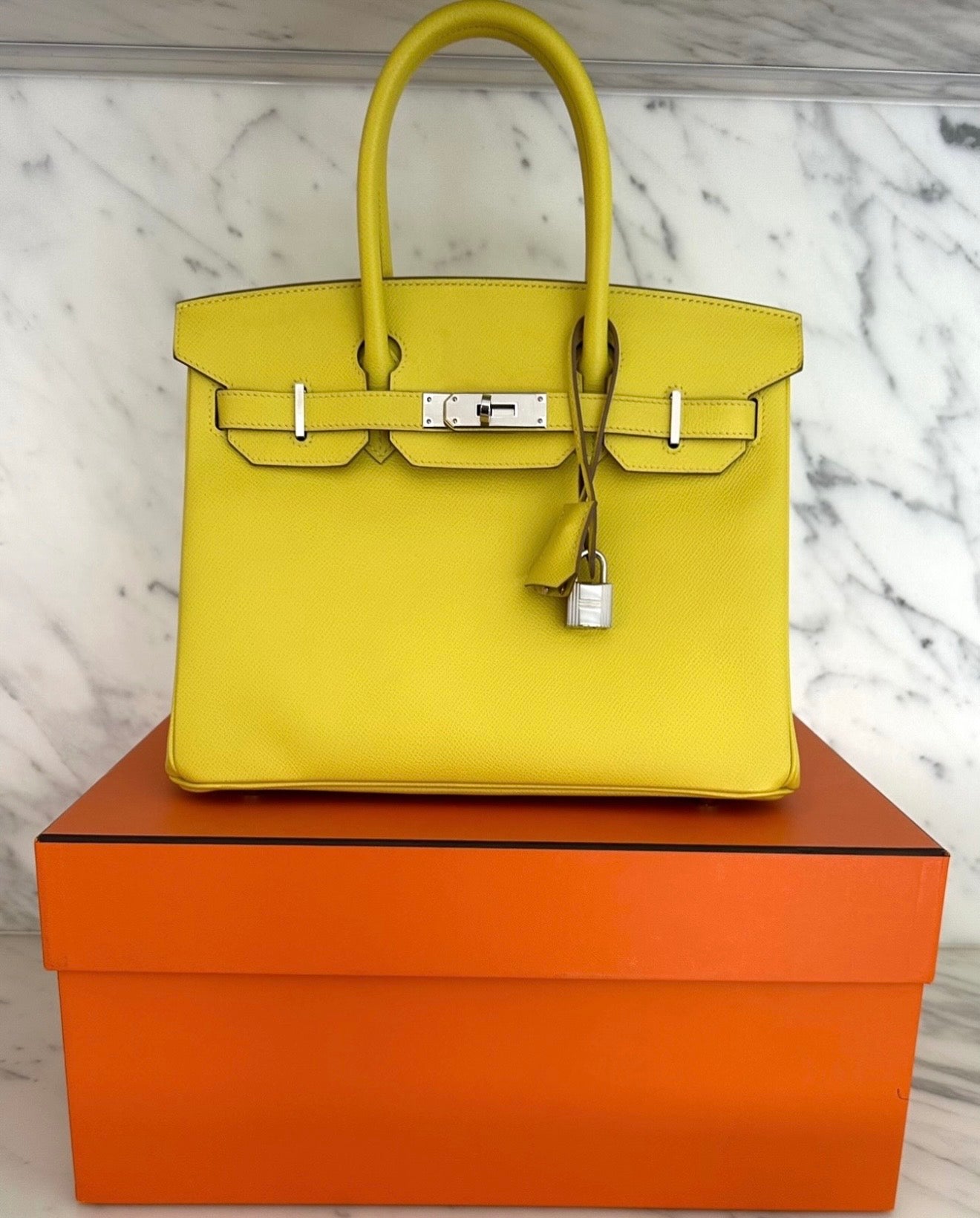 Hermes Lime Birkin 30 Epsom Leather