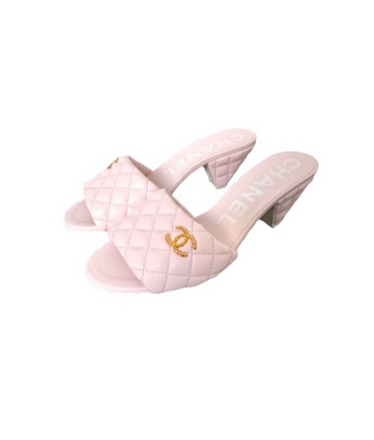 Chanel Pink Quilted Lambskin Mules
