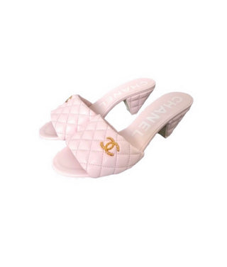 Chanel Pink Quilted Lambskin Mules
