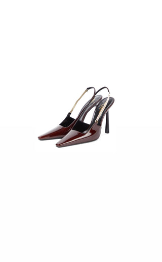 Brown Patent Blake Slingback Pumps