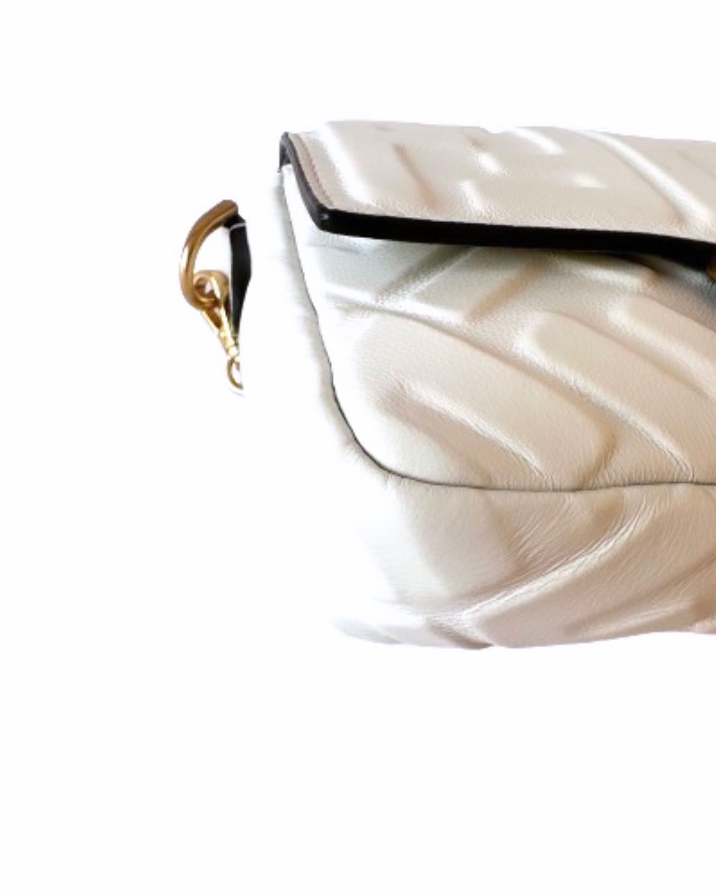 White Embossed Napa Leather Mini Baguette Bag