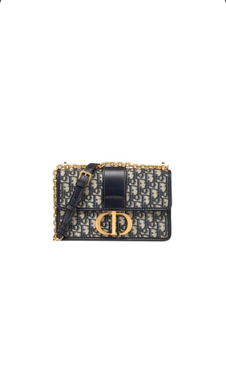 30 Montaigne Blue Dior Oblique Jacquard Chain Bag