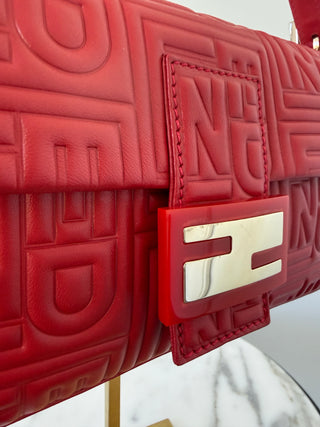 FENDI Red Vintage Monogrammed Mama  Baguette