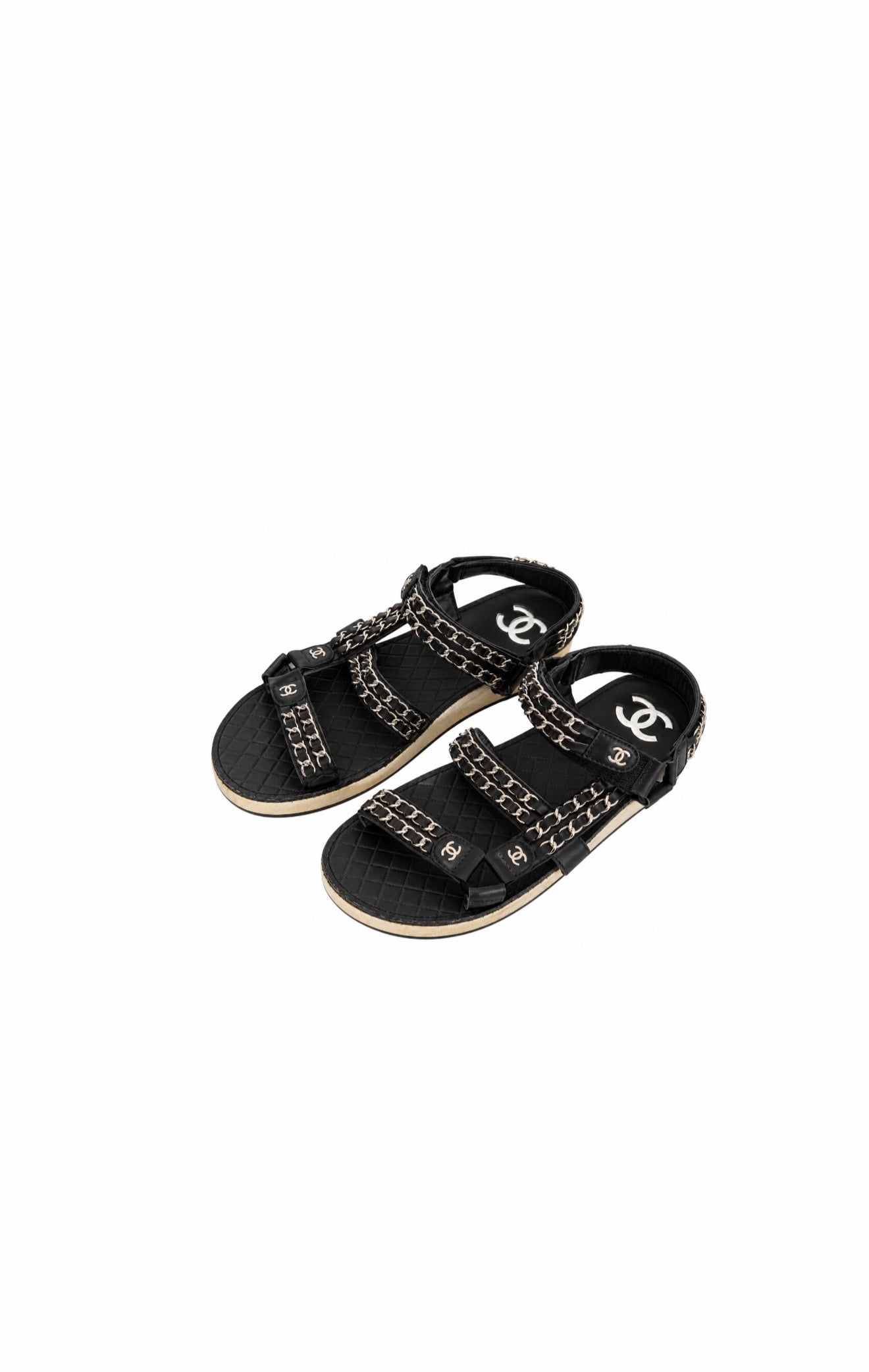 Chanel Black & Silver Chain Sandals