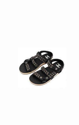 Chanel Black & Silver Chain Sandals
