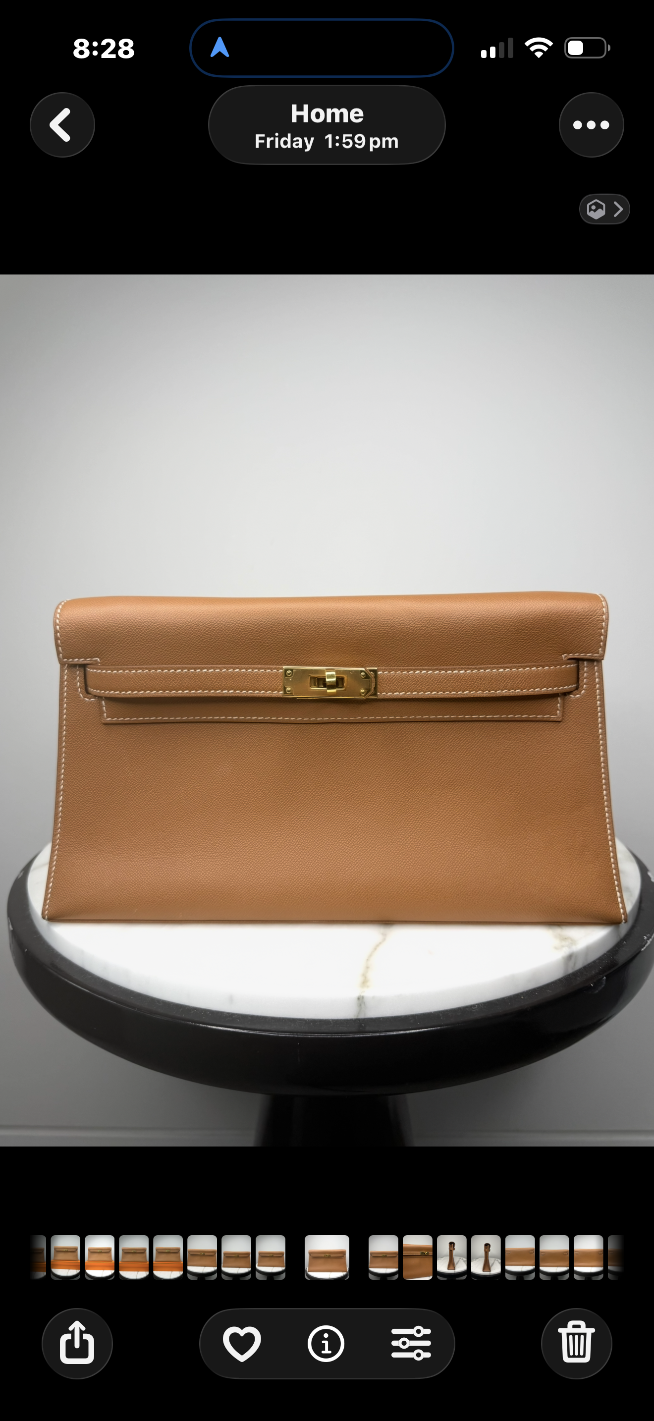 Gold Kelly Elan Madam Calfskin Shoulder Bag