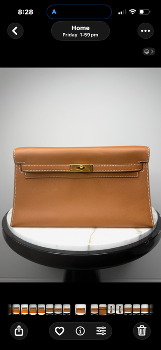 Gold Kelly Elan Madam Calfskin Shoulder Bag