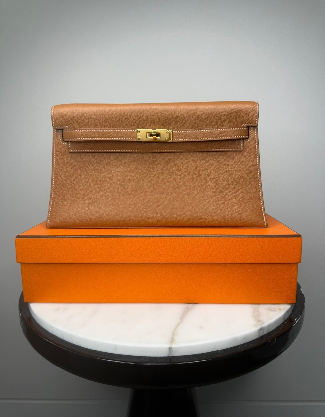 Gold Kelly Elan Madam Calfskin Shoulder Bag