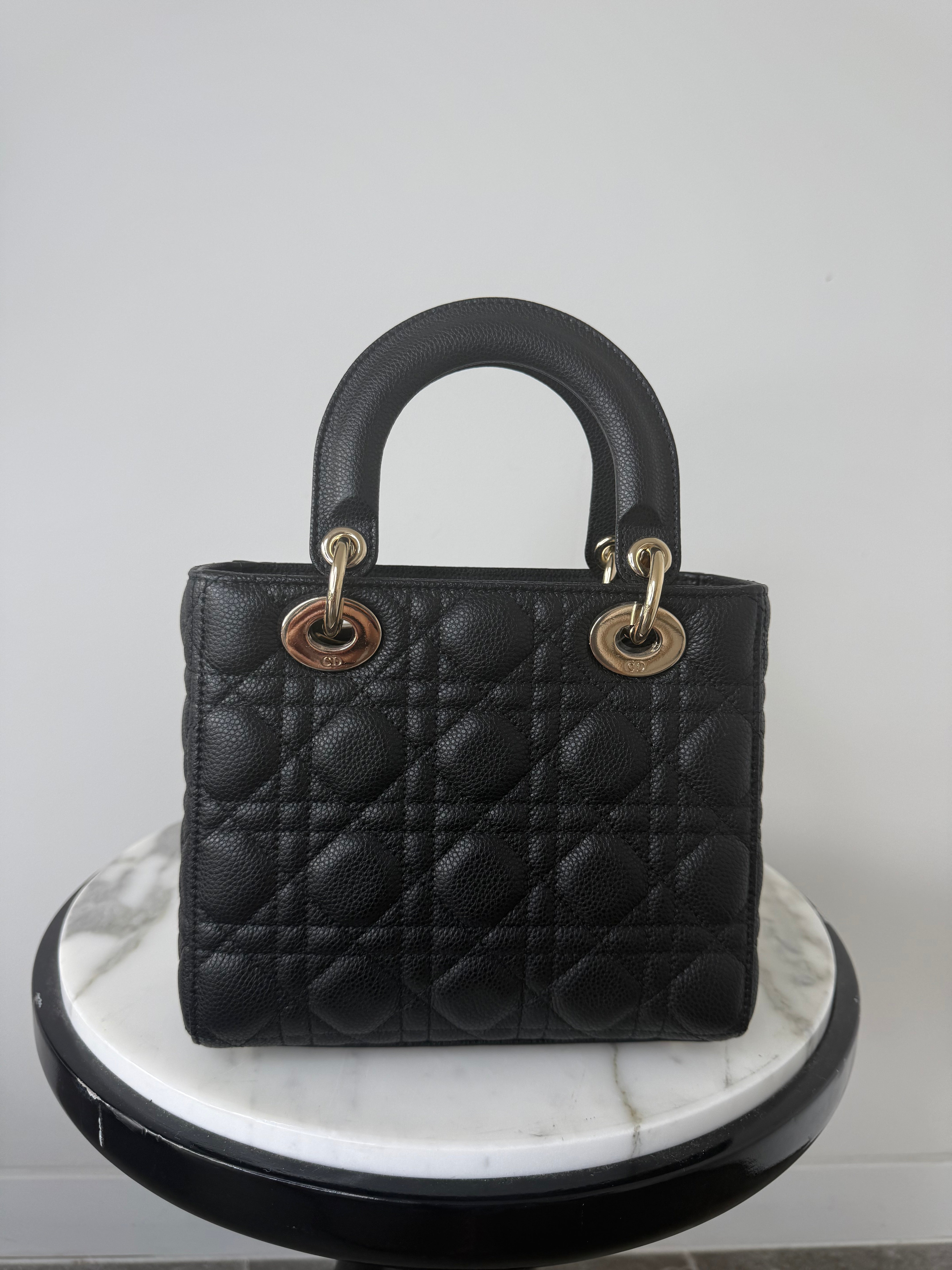 Dior Black Small Cannage Grained Calfskin Lady Dior Bag EXCELLENT CONDITION