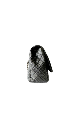 XXL Black Quilted Calfskin Travel Flap Bag