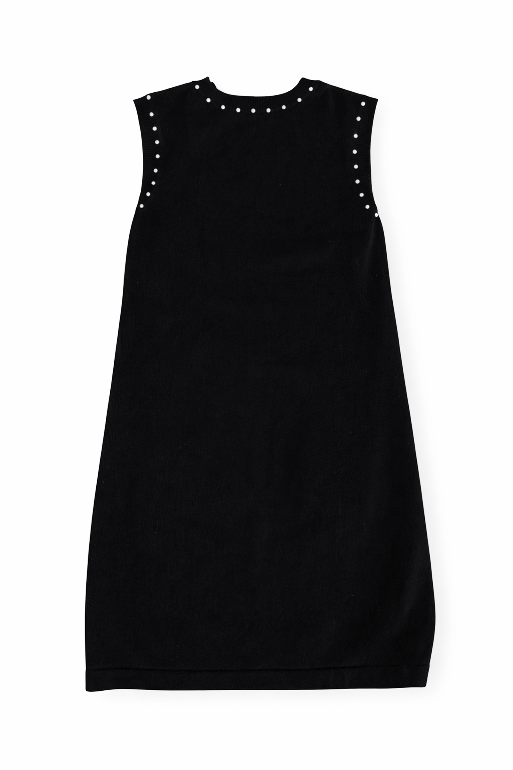 Chanel Black Sleeveless Shift Dress w Pearl Embellishment
