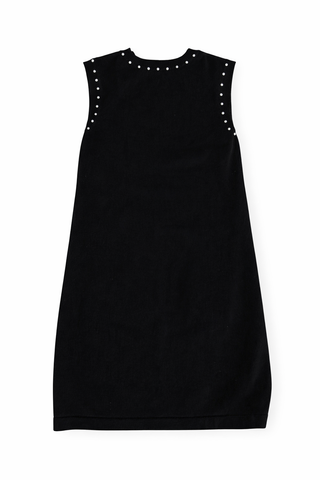 Chanel Black Sleeveless Shift Dress w Pearl Embellishment