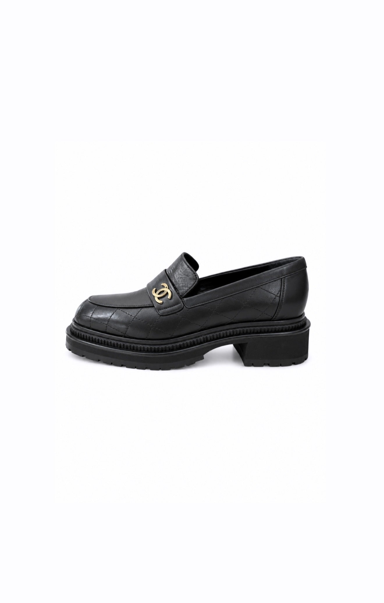 Black Quilted Calfskin Mocassin Loafers BRAND NEW