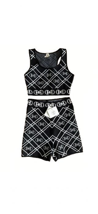 Hermes’ Black Technical Knit H Rond Crop Top & Shorts BRAND NEW