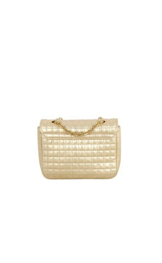 Metallic Gold  Small Quilted Calfskin Leather Bag