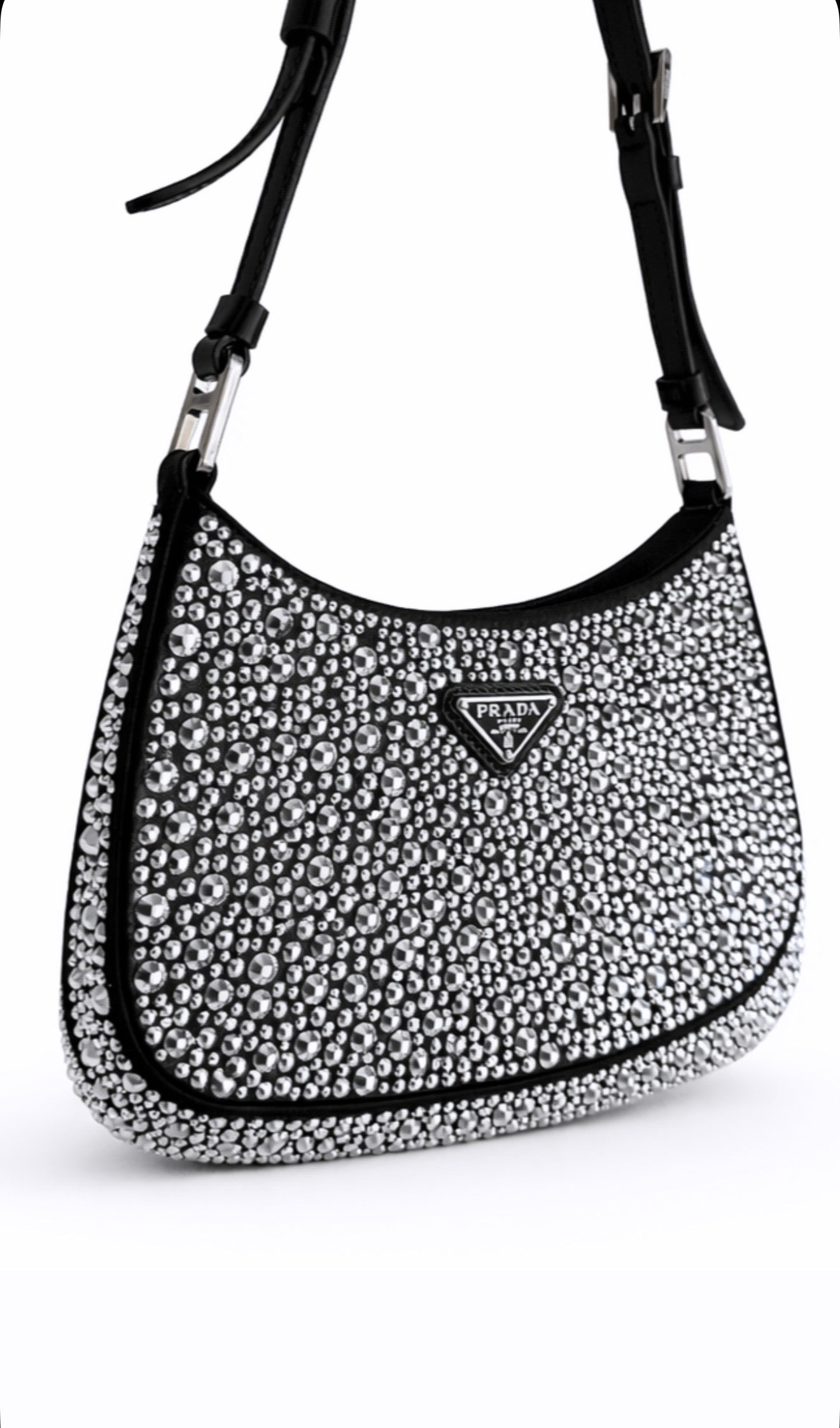 Prada Cleo Crystal Embellished Shoulder Bag Like New Condition