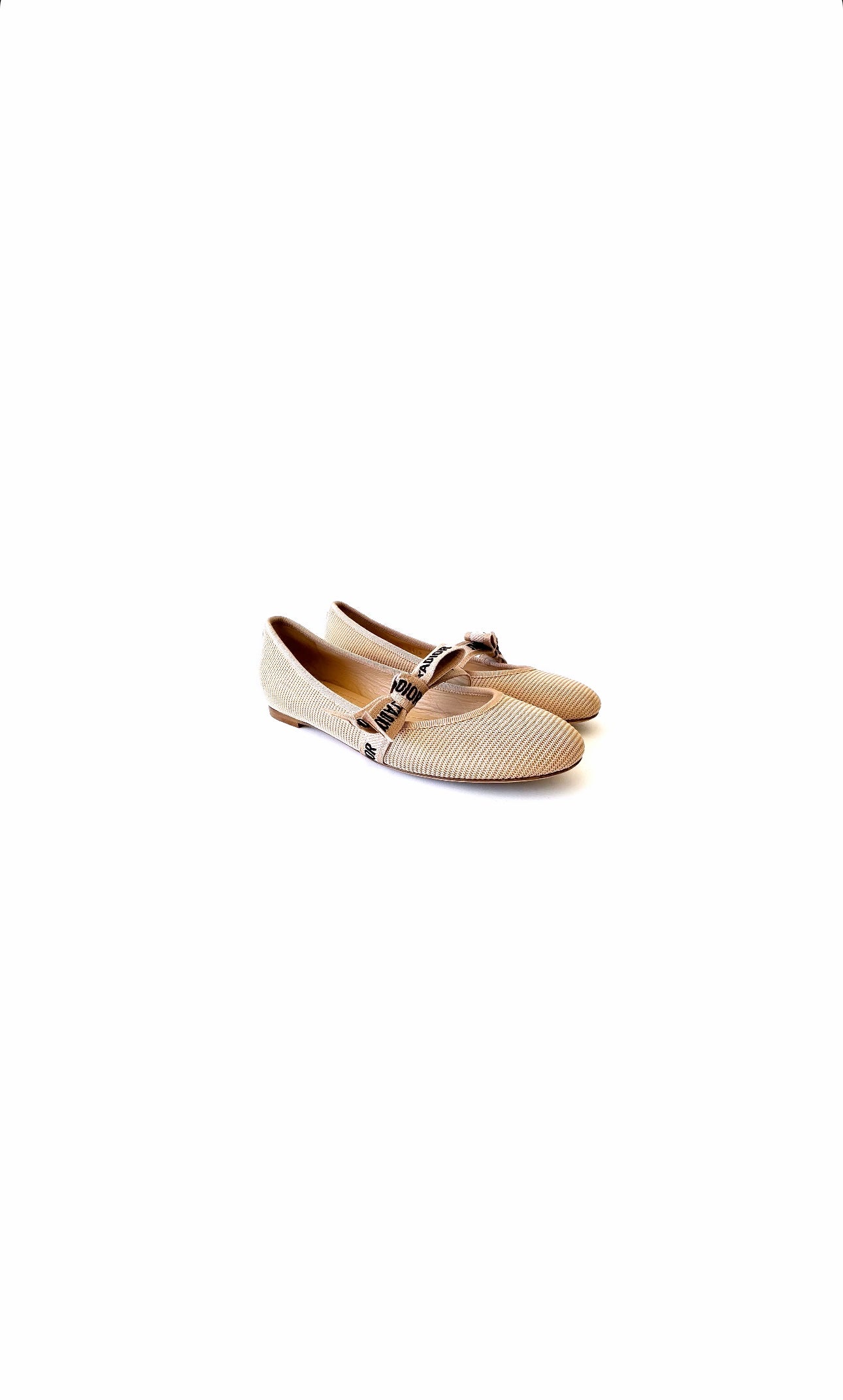 Beige Technical Fabric Miss J’Adior Ballerina Flats