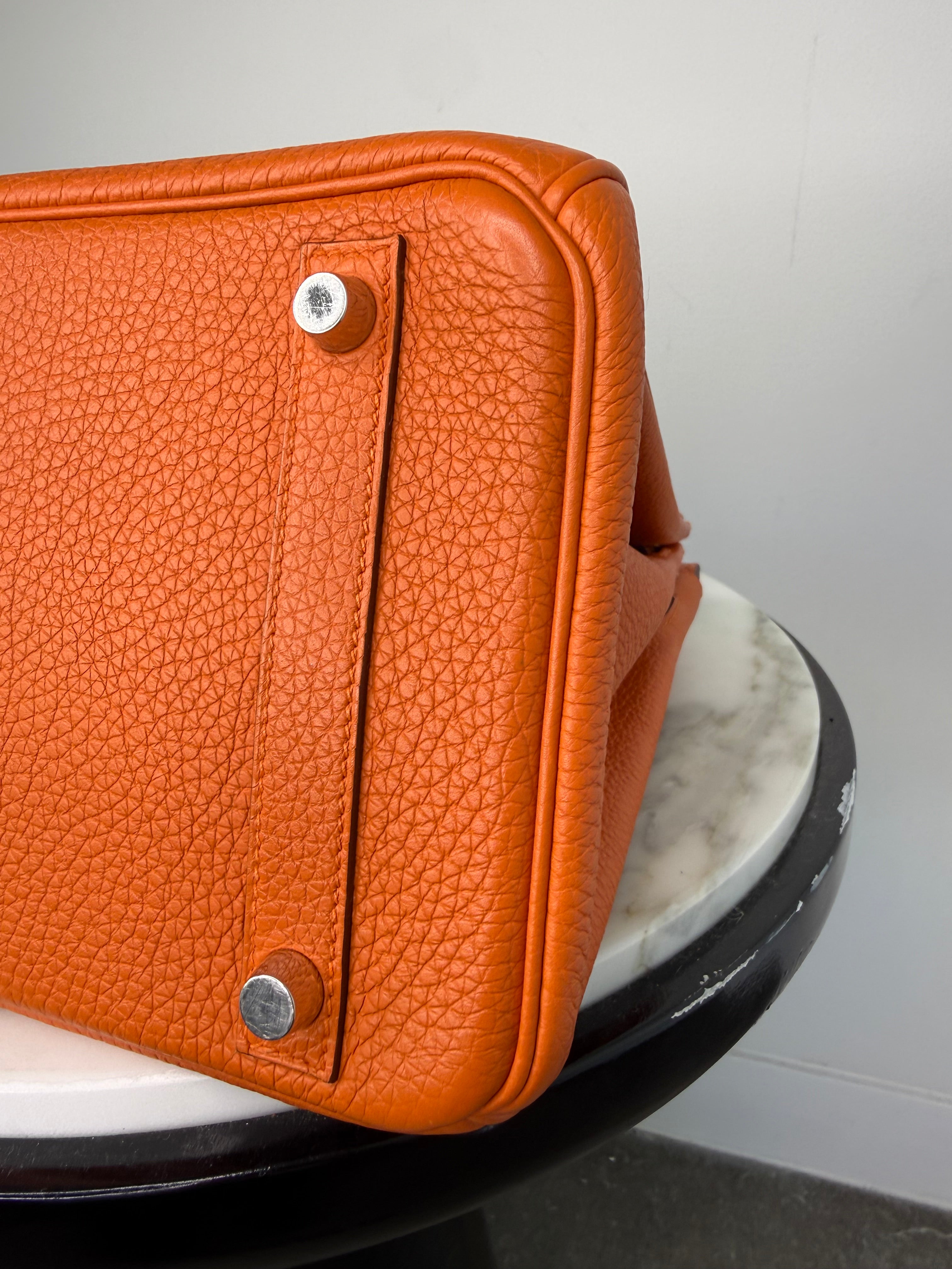Orange Birkin 30 Palladium Hardware Excellent Condition