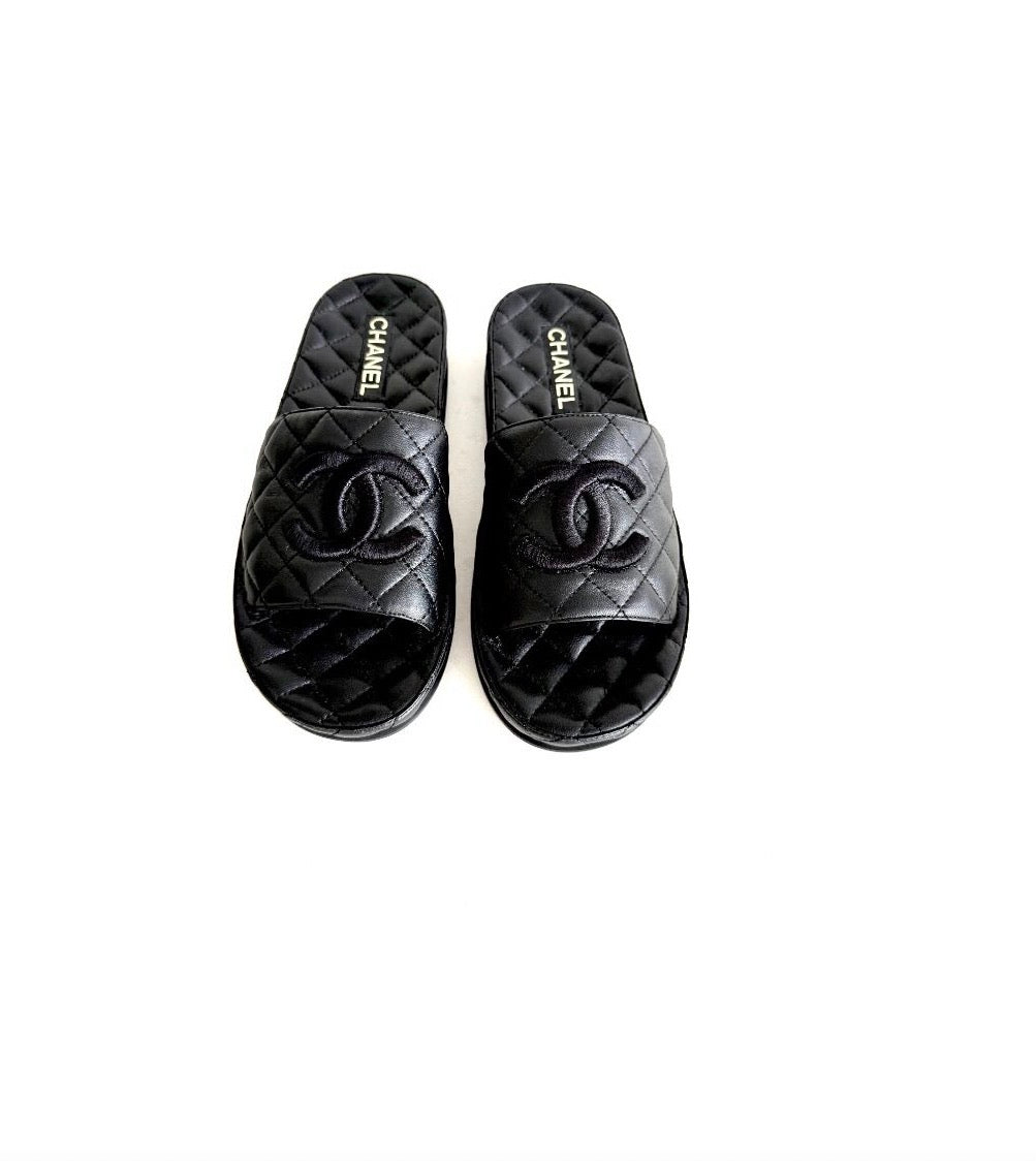 Chanel Quilted Slides Excellent Condition Size 40
