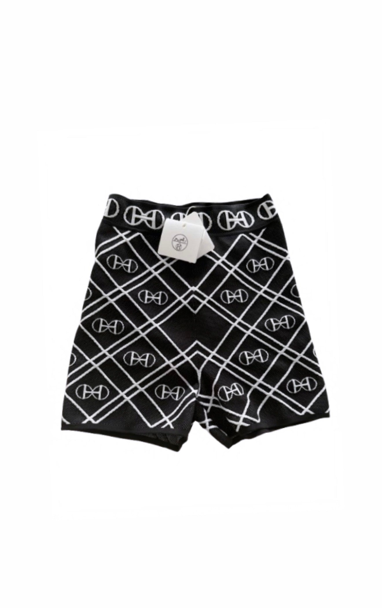 Hermes’ Black Technical Knit H Rond Crop Top & Shorts BRAND NEW