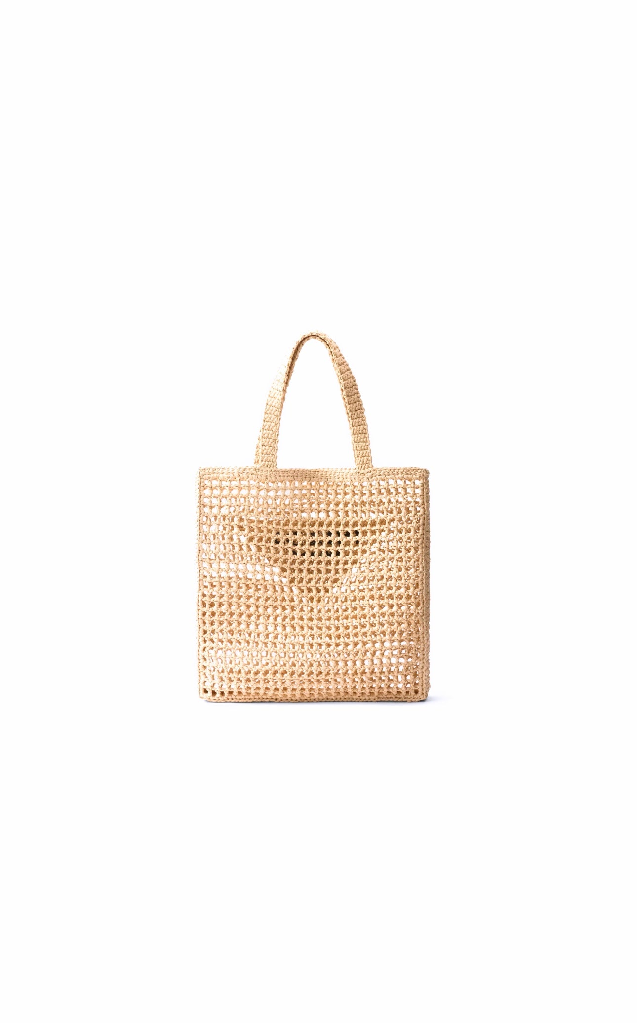 Beige Crochet Logo Tote Bag