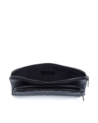 Black Quilted Caviar Curvy Clutch