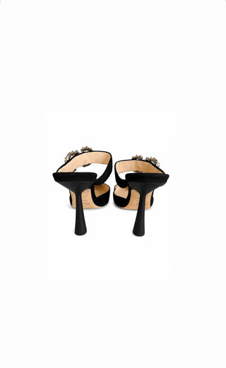 Jimmy Choo Black Suede Crystal Buckle Heels Like New Condition