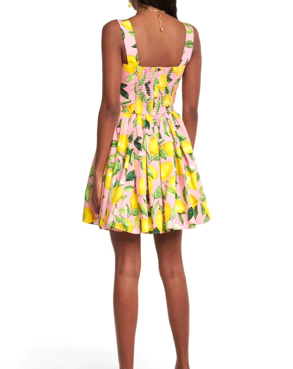 Pink Lemon Print Mini Cotton Dress