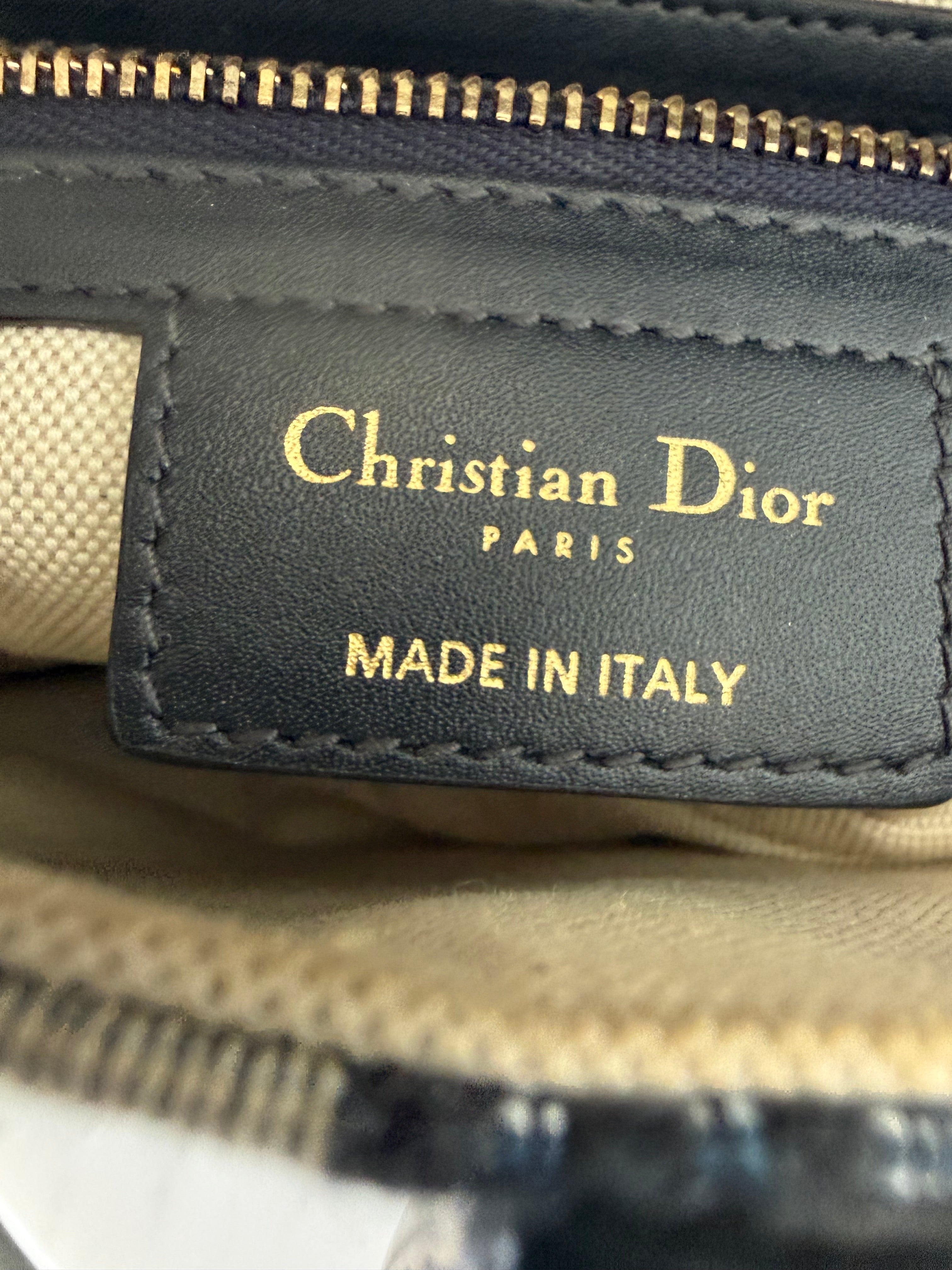 Dior Blue Oblique Canvas Medium Saddle Bag Excellent Condition