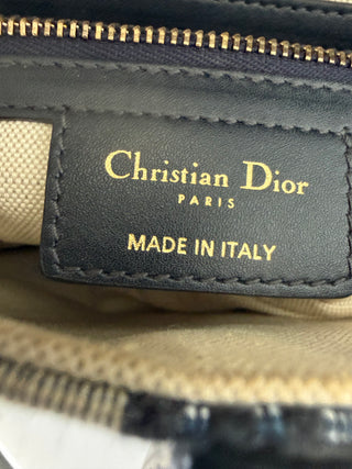 Dior Blue Oblique Canvas Medium Saddle Bag Excellent Condition