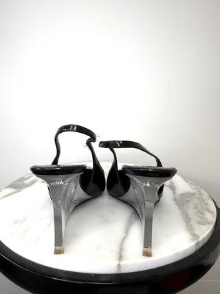 Saint Laurent Black Patent Miller Slingback Pumps Excellent Conditon