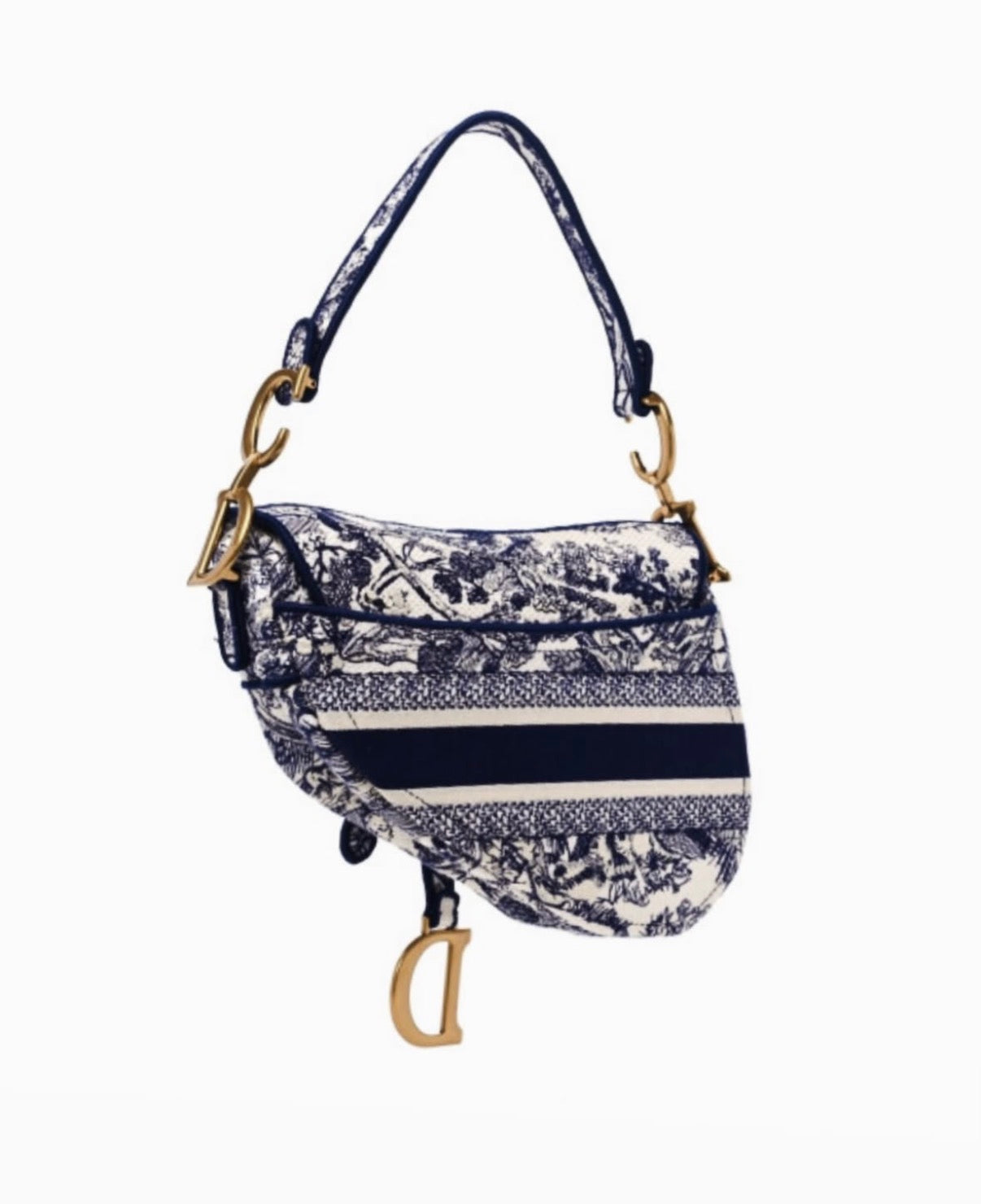 CHRISTIAN DIOR Navy & Cream Saddle Bag