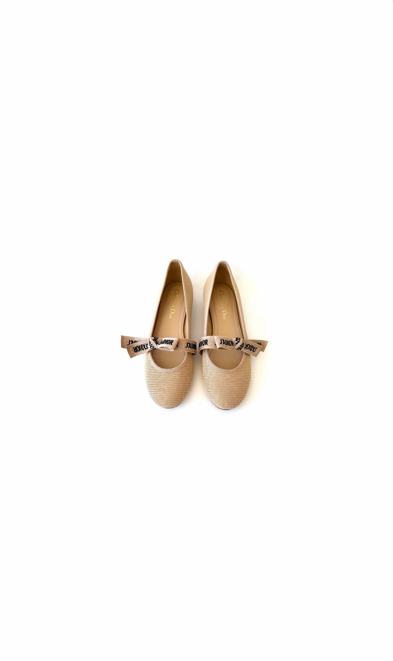 Beige Technical Fabric Miss J’Adior Ballerina Flats