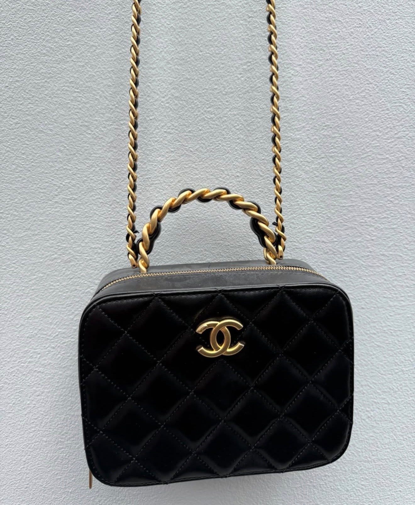 Chanel Black Top Handle Vanity Case