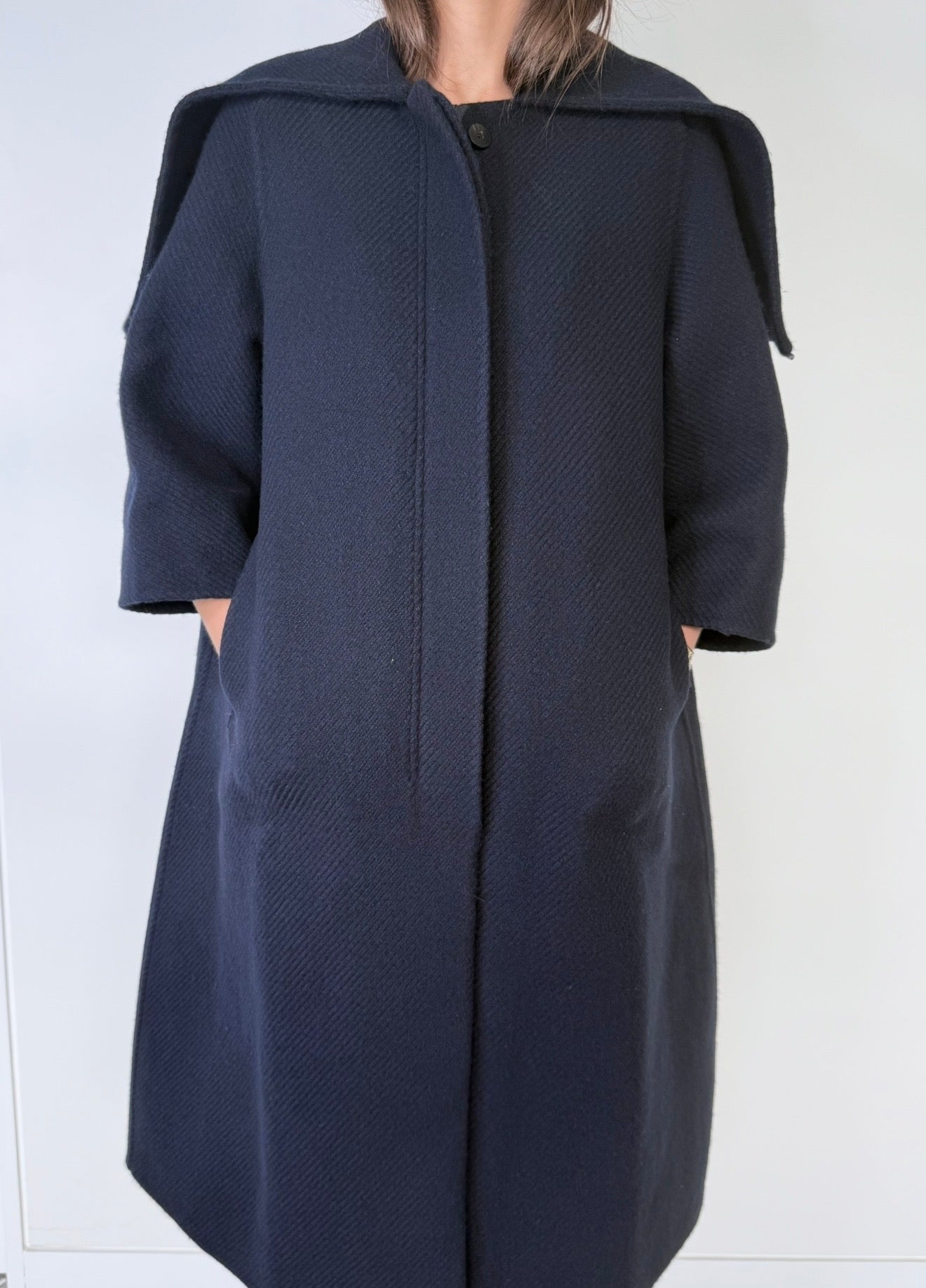 Christian Dior Navy Blue Virgin Wool Coat