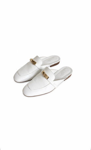 Hermes White Calfskin Oz Mules Excellent Condition Size 39