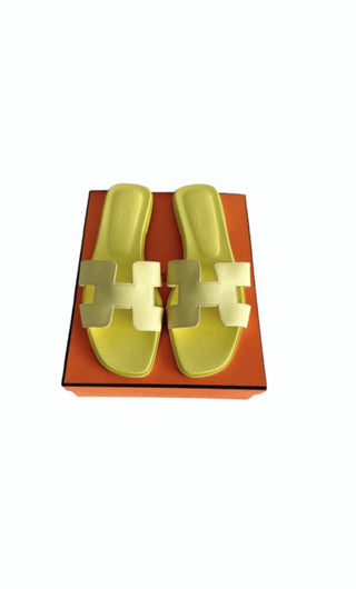 Hermes Yellow Epsom Leather Oran Sandals