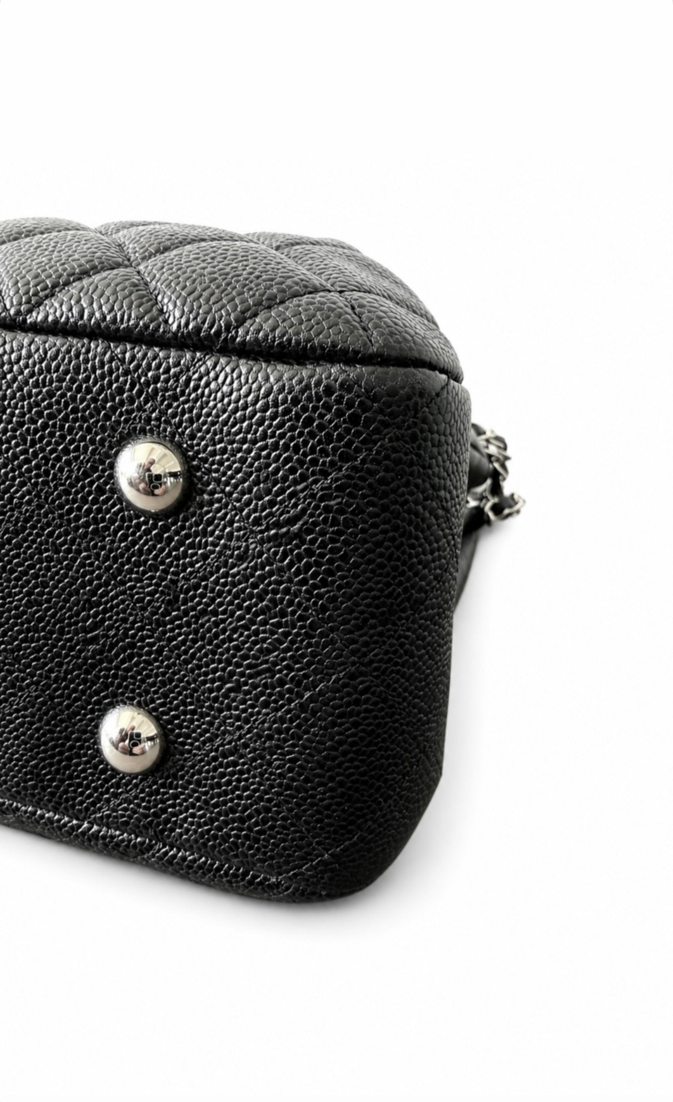 Black Quilted Caviar Paris-Edinburgh Large Flap Tote Silver Hardware