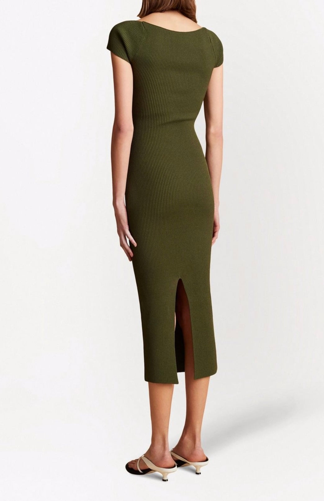 Olive Ribbed Midi Allegra Dress