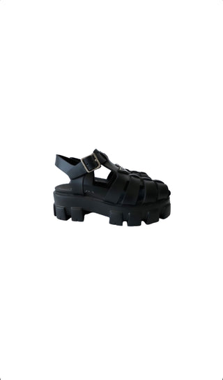 Black Rubber Monolith Platform Sandals