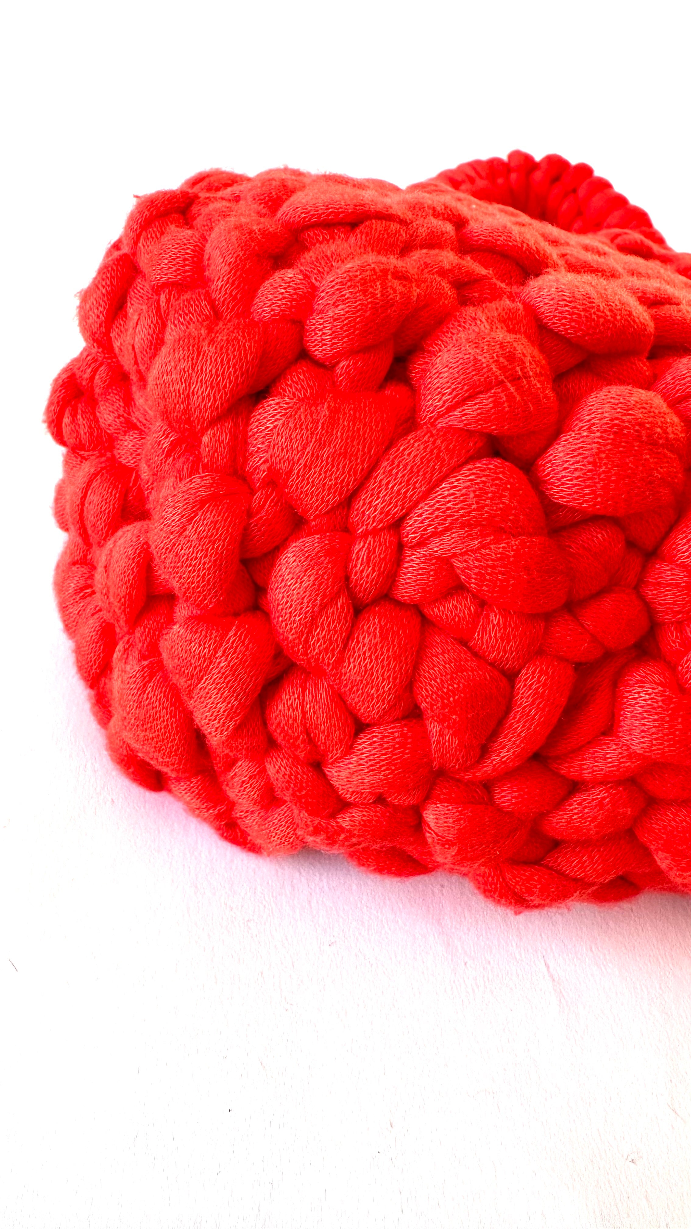 Red Chunky Knit Small Tip Top Handle Bag