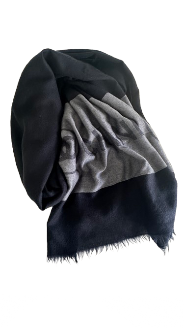 Black & Grey Cashmere Thin Scarf