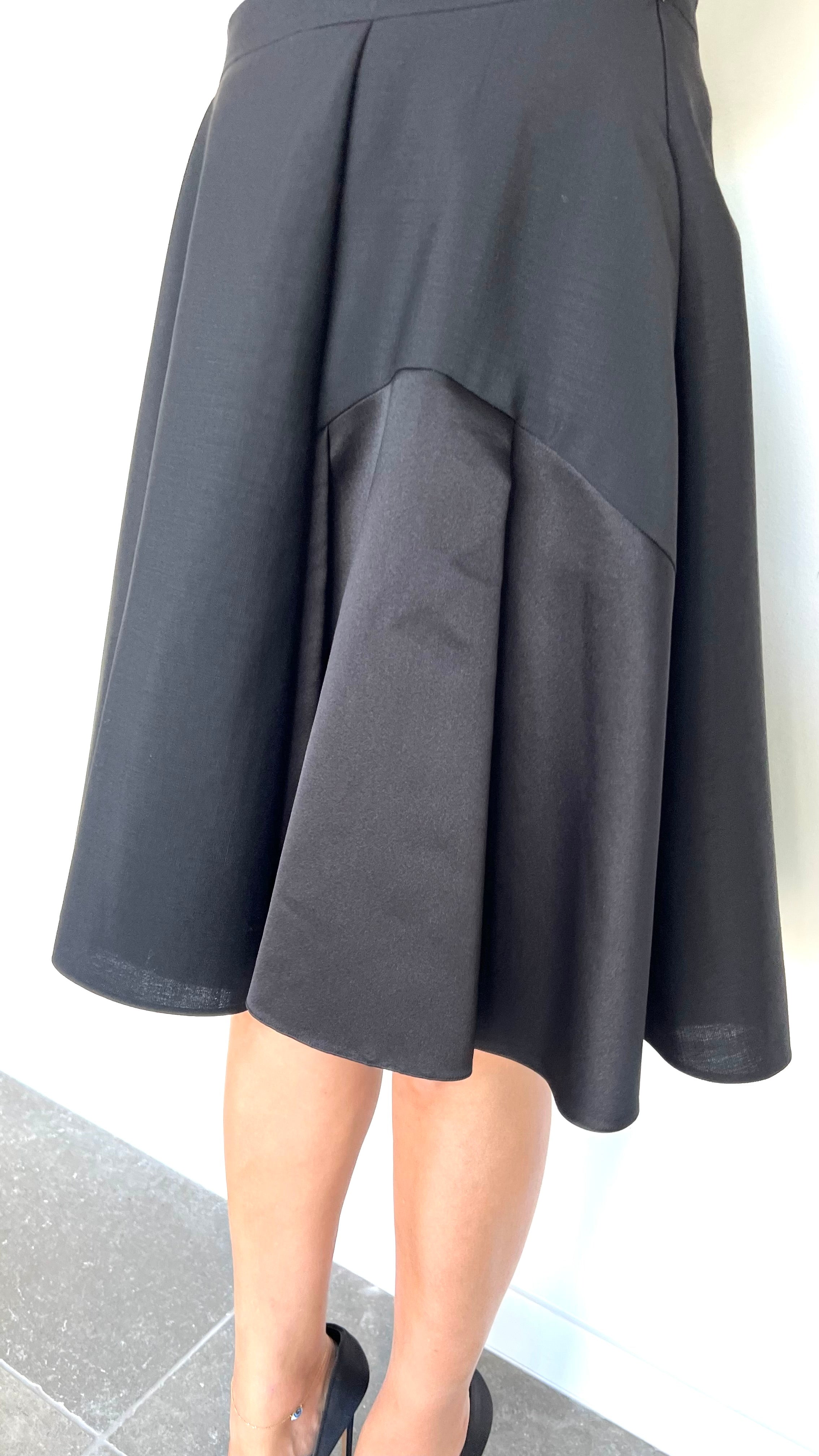 Black Short Mohair & Wool Panel Skirt